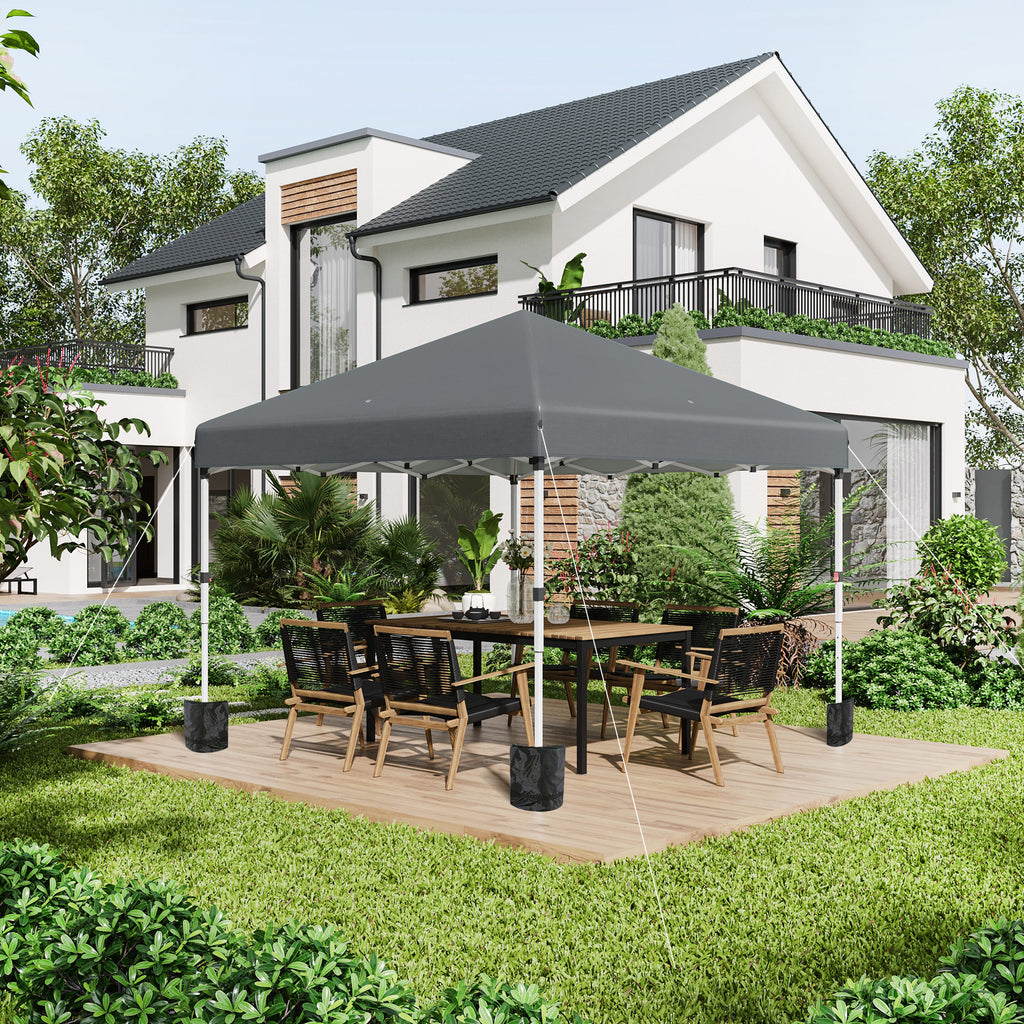Faltpavillon, 2 Seitenwände, höhenverstellbar, mit Transporttasche, rostfreies Stahlgestell, 3x3 m, Dunkelgrau