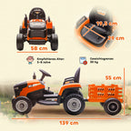 Elektrischer Kindertraktor, Aufsitz-Traktor mit Fernbedienung, Soft-Start, f¨¹r Kinder im Alter von 3-8 Jahren, Orange
