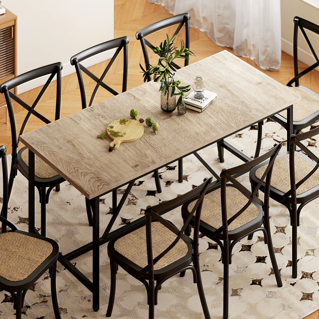 Esstisch für 6-8 Personen Moderner Rechteckiger Küchentisch mit Holzoptik, 180 x 80 x 75,5 cm, Natur