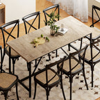 Esstisch für 6-8 Personen Moderner Rechteckiger Küchentisch mit Holzoptik, 180 x 80 x 75,5 cm, Natur