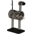 Kratzbaum im Zebra-Design, 1 Katzentunnel, 3 Kratzstämme 48,5 cm x 35 cm x 93 cm, Schwarz + Weiß