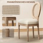 2er-Set Esszimmerstühle, Wienergeflecht, Massivholz, 49 cm x 56 cm x 96 cm, Cremeweiß +Natur