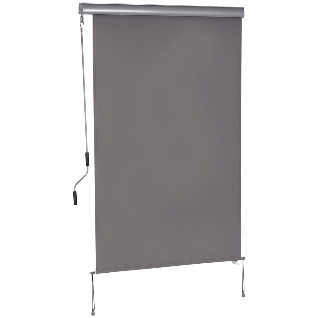 Senkrechtmarkise Balkonmarkise Vertikalmarkise Windschutz Seitenrollo Sichtschutz mit Handkurbel Polyesterstoff+Aluminium Grau 200 x 120 cm