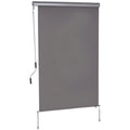 Senkrechtmarkise Balkonmarkise Vertikalmarkise Windschutz Seitenrollo Sichtschutz mit Handkurbel Polyesterstoff+Aluminium Grau 200 x 120 cm