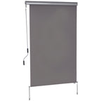 Senkrechtmarkise Balkonmarkise Vertikalmarkise Windschutz Seitenrollo Sichtschutz mit Handkurbel Polyesterstoff+Aluminium Grau 200 x 120 cm