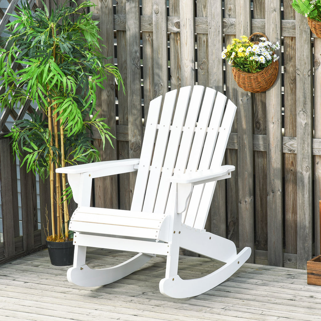 Adirondack Gartenstuhl Schaukelstuhl Schaukelsessel Gartensessel Gartenmöbel Balkonstuhl Weiß 77 x 94 x 97 cm