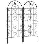 Rankgitter Metall 2er Set zum Stecken rostfrei Rankhilfe mit Vogeldesign für Kletterpflanzen 50x120 cm Schwarz