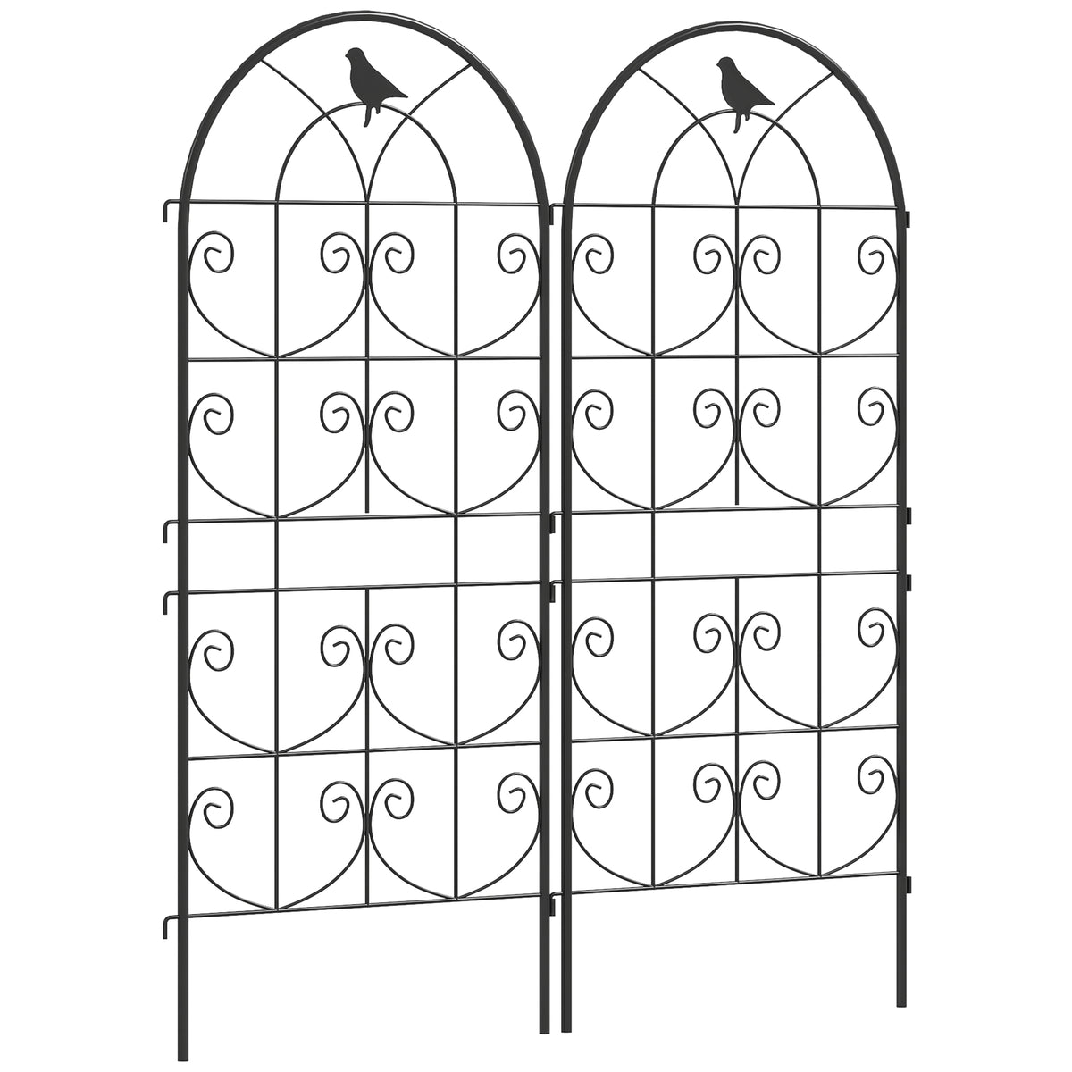 Rankgitter Metall 2er Set zum Stecken rostfrei Rankhilfe mit Vogeldesign für Kletterpflanzen 50x120 cm Schwarz