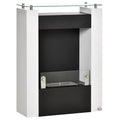 Ethanol-Kamin Bio-Ethanol-Brenner 1993W 1,5L 3 Std. Brenndauer kein Rauch frei stehend Stahl Edelstahl gehärtetes Glas Weiß+Schwarz 60 x 20 x 79 cm