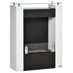 Ethanol-Kamin Bio-Ethanol-Brenner 1993W 1,5L 3 Std. Brenndauer kein Rauch frei stehend Stahl Edelstahl gehärtetes Glas Weiß+Schwarz 60 x 20 x 79 cm