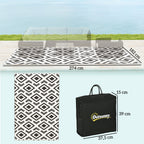Outdoor Teppich robuster Wetterfest Outdoorteppich mit Tragtasche, faltbar Carpet Boho-Style 182 x 274 cm Schwarz+Wei?