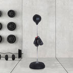 Box-Set mit Punchingball, höhenverstellbar, inkl. Boxhandschuhe, 126-144cm, Schwarz