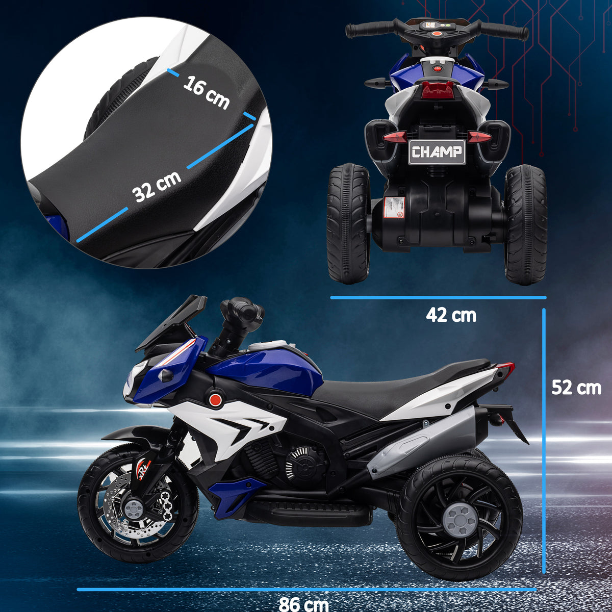 Elektro-Kindermotorrad, Lichter & Ger?usche, 3 km/h, wiederaufladbar, Kunststoff & Metall, Blau/Wei?