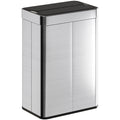 55L Sensor Bin, Large Automatic Touchless Rubbish Bin with Soft-Close Lid, Silver Tone
