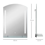 Badezimmerspiegel mit LED-Beleuchtung, elegant und hochwertig, Glas, Aluminium, Kunststoff, 50L x 12B x 70H cm
