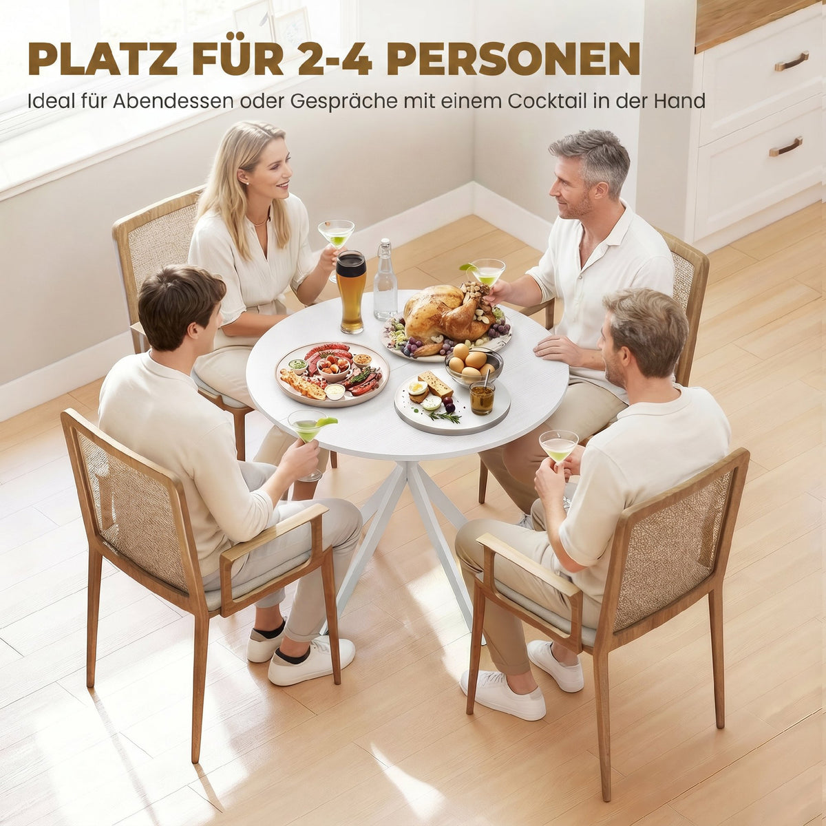 80cm Industrial Round Dining Table - White