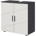 Badezimmerschrank, Badkommode, Waschbecken-Unterschrank, 2 Ebenen, Holz, Hellgrau