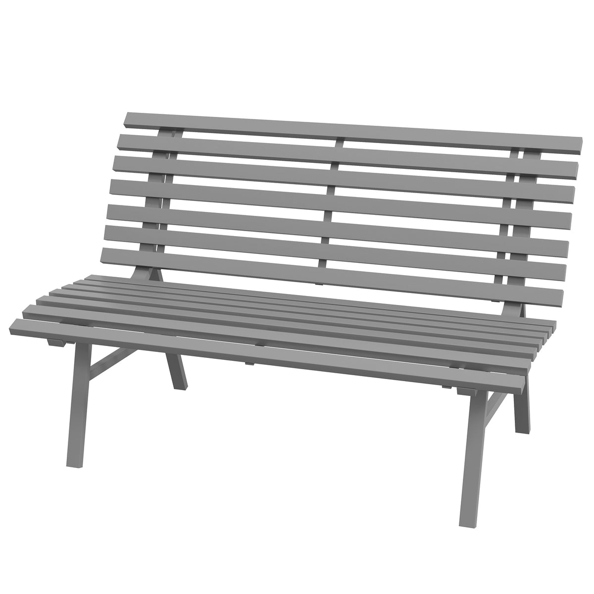 Gartenbank Sitzbank Parkbank, Lattendesign, wetterbeständig, Aluminium, 123 x 67 x 79 cm, Grau