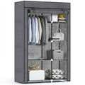 Fabric Wardrobe w/ Shelves Hanging Rail Foldable Wardrobe Dark Grey