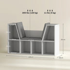 Bücherregal mit Sitzfläche, 6 Fächer, gepolstert, 105 x 30 x 63 cm, Weiß