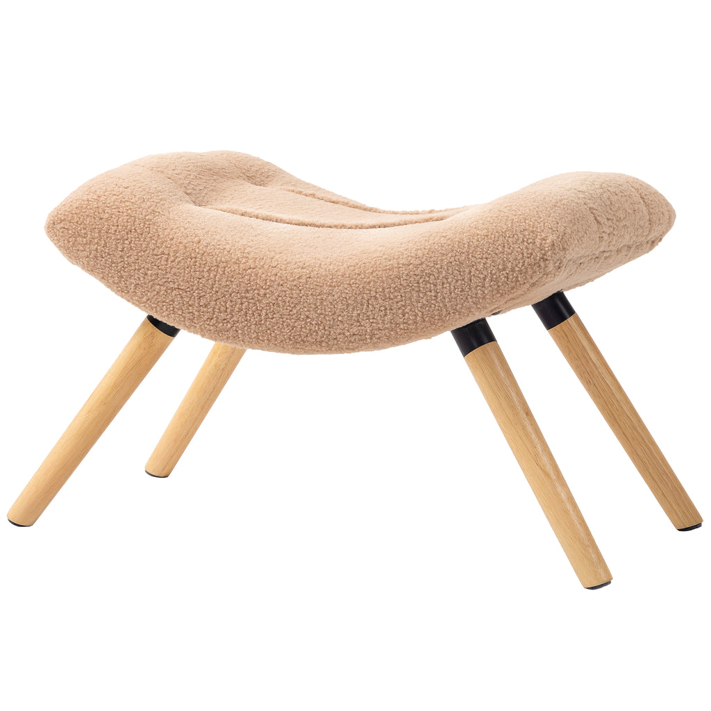 Moderner Fu?hocker mit Fleece-Bezug und Holzbeinen, gepolstert, f¨¹r Wohnzimmer, Schlafzimmer, Flur, Braun