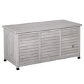 Gartenbox, wetterbeständig, luftdurchlässig, Kissenbox, Aufbewahrungsbox, Fichtenholz, grau, 127 x 56 x 60 cm