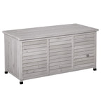 Gartenbox, wetterbeständig, luftdurchlässig, Kissenbox, Aufbewahrungsbox, Fichtenholz, grau, 127 x 56 x 60 cm