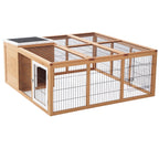 Rabbit Hutch Outdoor, Guinea Pig House, Bunny Run Cage with Openable Top for 1¨C2 Rabbits, 123 x 120 x 52cm, Yellow