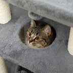 Cat Tree Tower, with Scratching Posts, Pad, Bed, Perch, Toy Ball - Light Grey