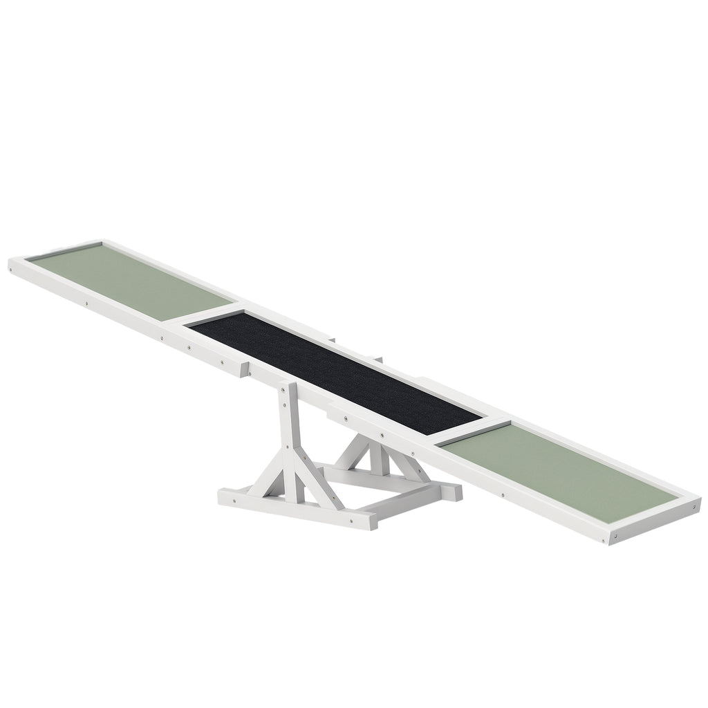 Wooden Pet Seesaw for Big Dogs, Dog Agility Equipment with Anti-Slip Surface - White