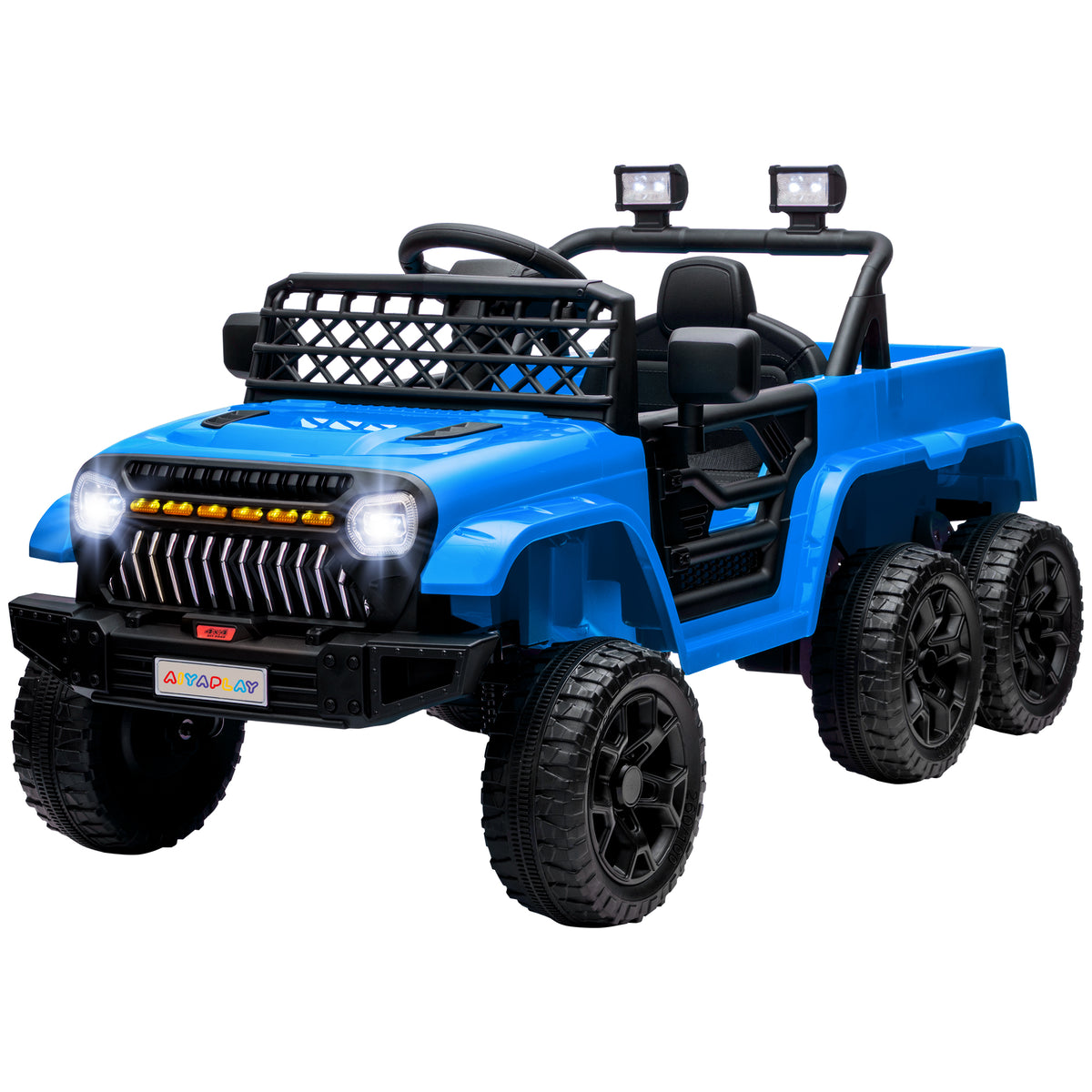 12V Elektrisches Kinderauto, mit Anh?nger, LED-Lichtern, Musik und Hupe, f¨¹r Kinder im Alter von 3-8 Jahren, Hellblau