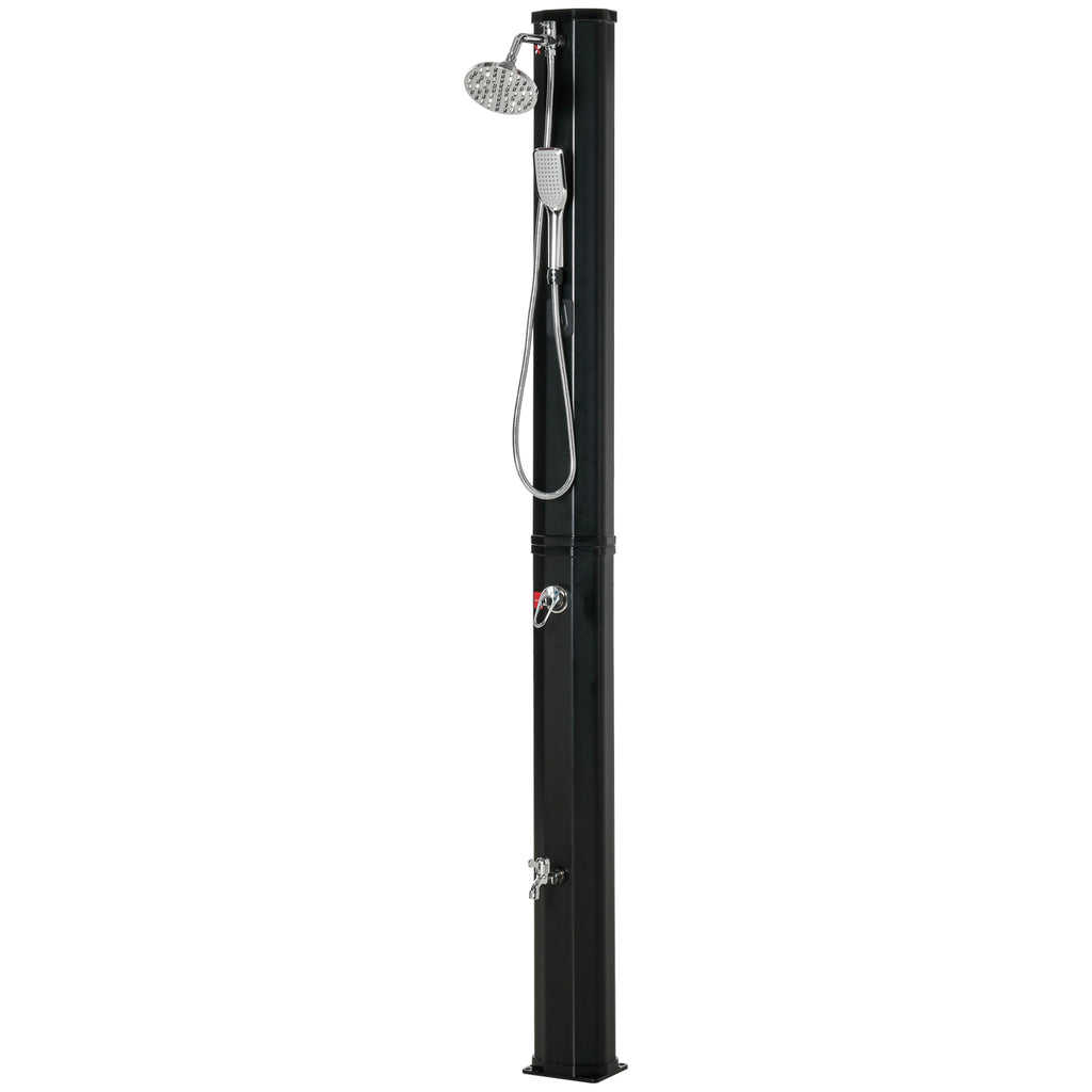 Solardusche 35 Liter Solar Gartendusche mit Wasserhahn Duschkopf Handbrause, bis 55 °C, Aussendusche ohne Stromanschluss Pooldusche Campingdusche Regendusche warmes Wasser