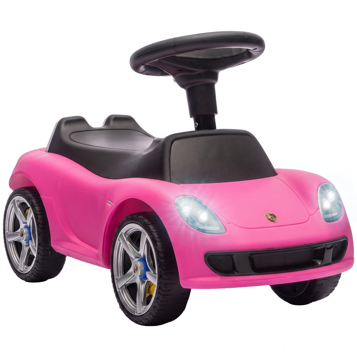 Ride on Car, Porsche Licensed Toddler Push Car with Horn, Headlights, Sound and Steering Wheel for 18-36 Months, Pink
