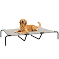 Hundeliege Outdoor, Erh?htes Hundebett f¨¹r gro?e Hunde, mit Stahlrahmen, atmungsaktiv Netzgewebe, 152x94x23 cm, Beige