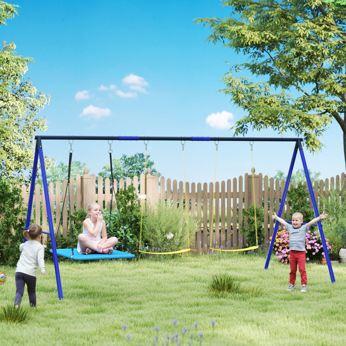 Schaukelset f¨¹r 3 Kinder, 120 kg Belastbarkeit, Outdoor-Schaukeln, Bunt
