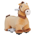 6V Elektrisches Reitpferd f¨¹r Kinder, Batteriebetrieb, Mit Musikfunktion und Vorw?rtsbewegung, 18-36 Monate, Braun