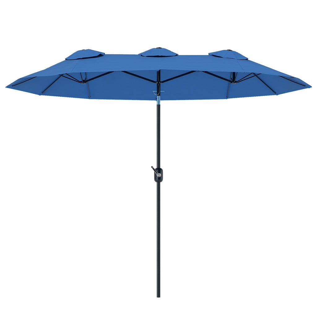 Sonnenschirm, Gartenschirm, neigbar, mit Handkurbel, Winddach, Polyester+Stahl, Marineblau, 285 x 147 cm