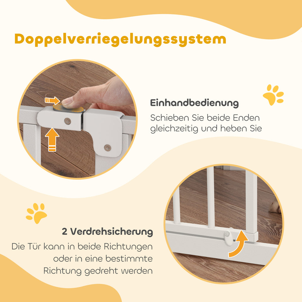 Extra Wide Dog Safety Gate, with Door Pressure, for Doorways, Hallways, Staircases - White
