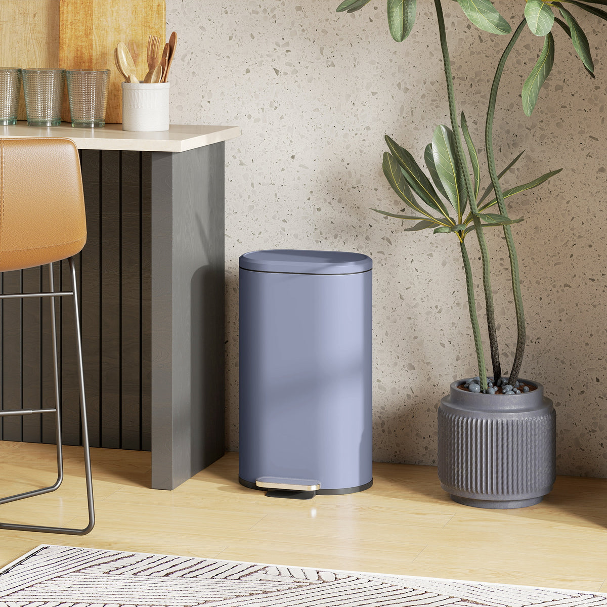 30 L Modern Curved Kitchen Bin - Grey