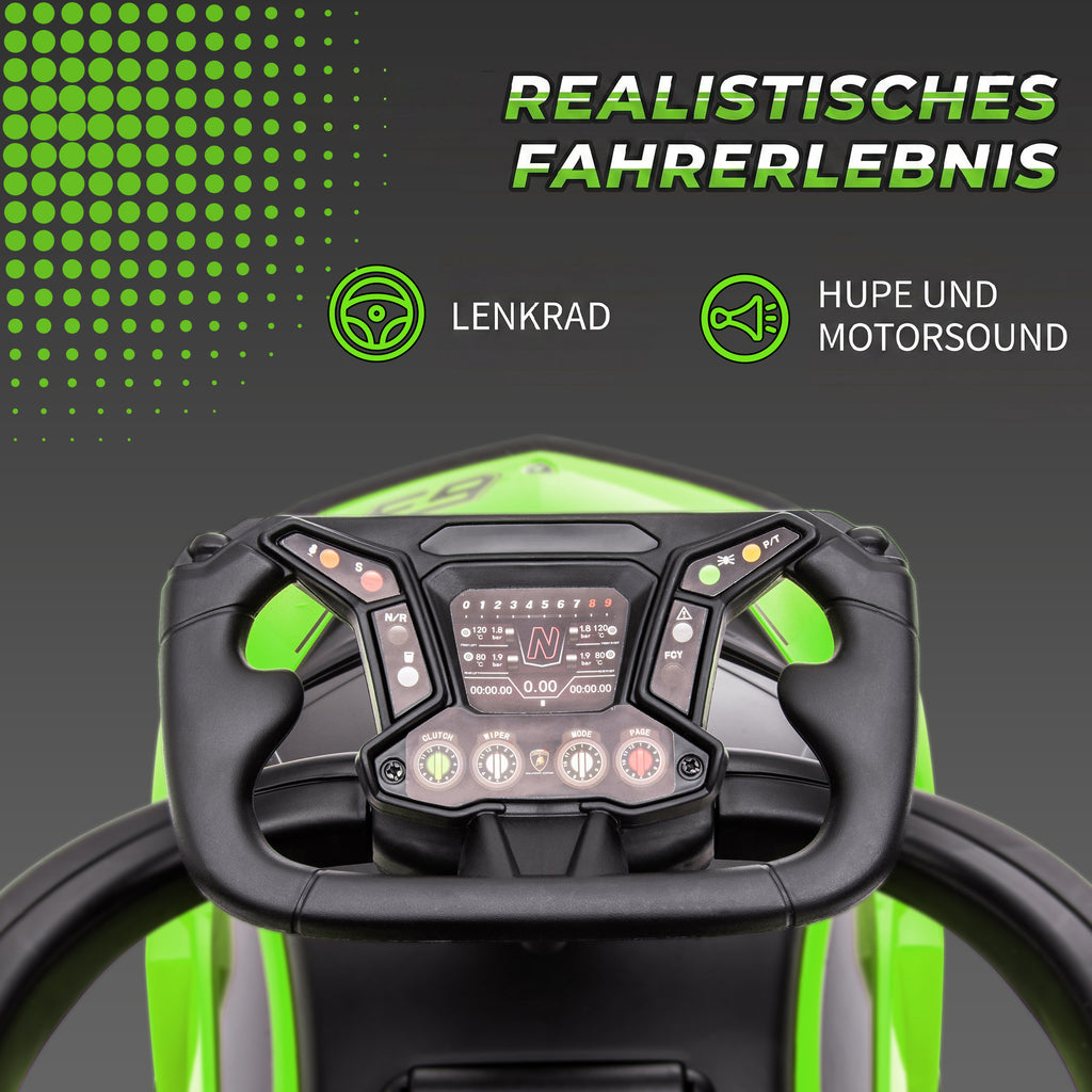 Kids 2-In-1 Lamborghini Ride-On and Stroller, with Horn - Green