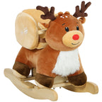 Kinder Schaukelpferd Baby Schaukeltier Rentier mit Schlaflieder, f¨¹r 18-36 Monate Pl¨¹sch 65 x 32 x 55 cm Braun