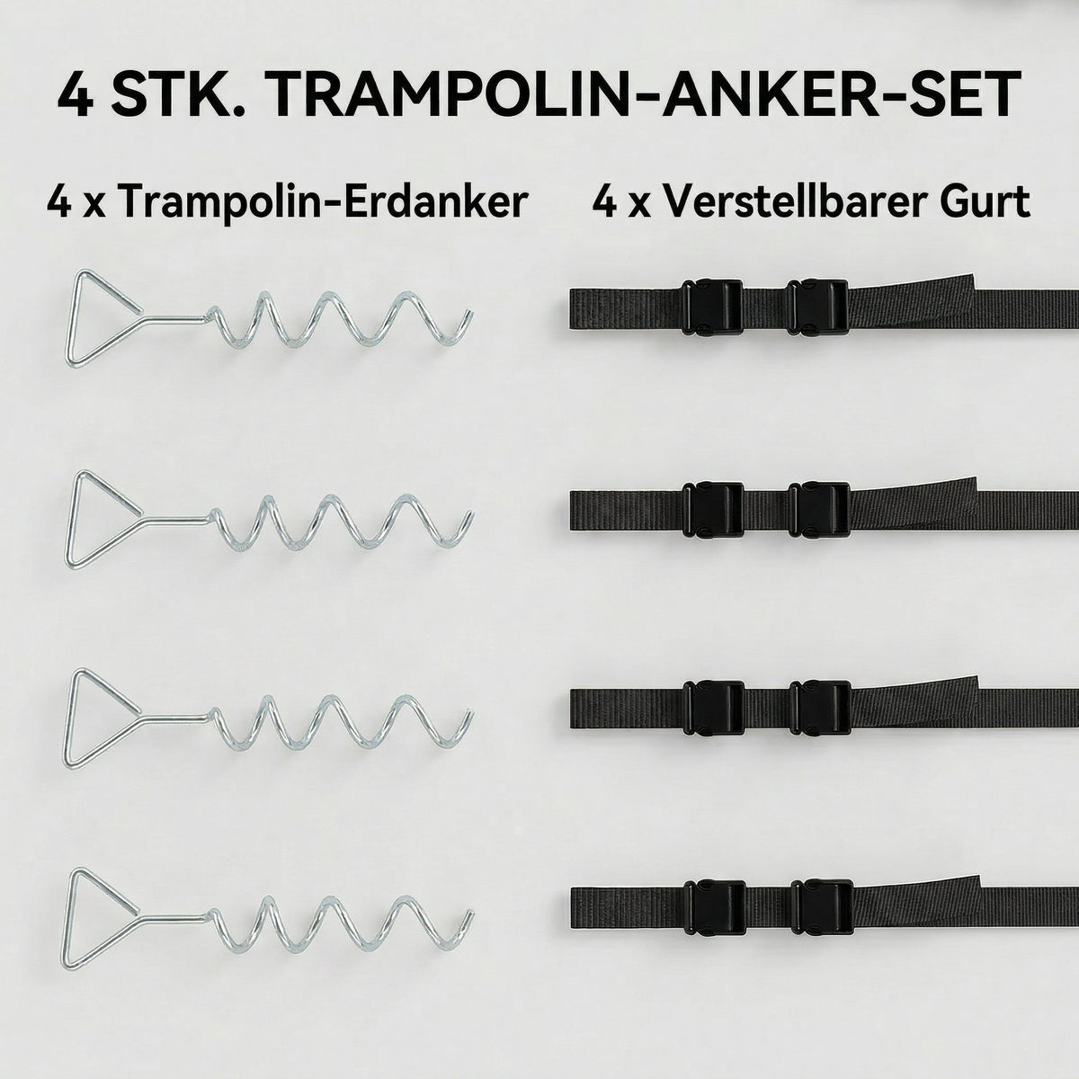 Bodenanker Schraube mit Dreiecksgriff für Trampolin 4er 32 cm