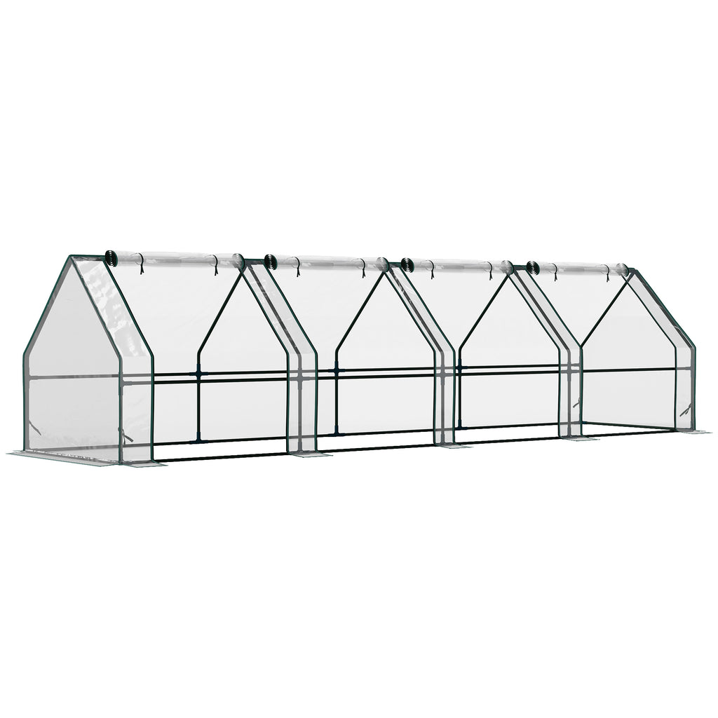 Gewächshaus mit Reißverschlussfenster, winterfest Foliengewächshaus aus Stahl 360 x 90 x 90 cm Transparent