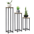 3-teiliges Set Pflanzenst?nder stapelbar platzsparend 21 cm x 21 cm x 50/70/90 cm Stahl Braun + Schwarz