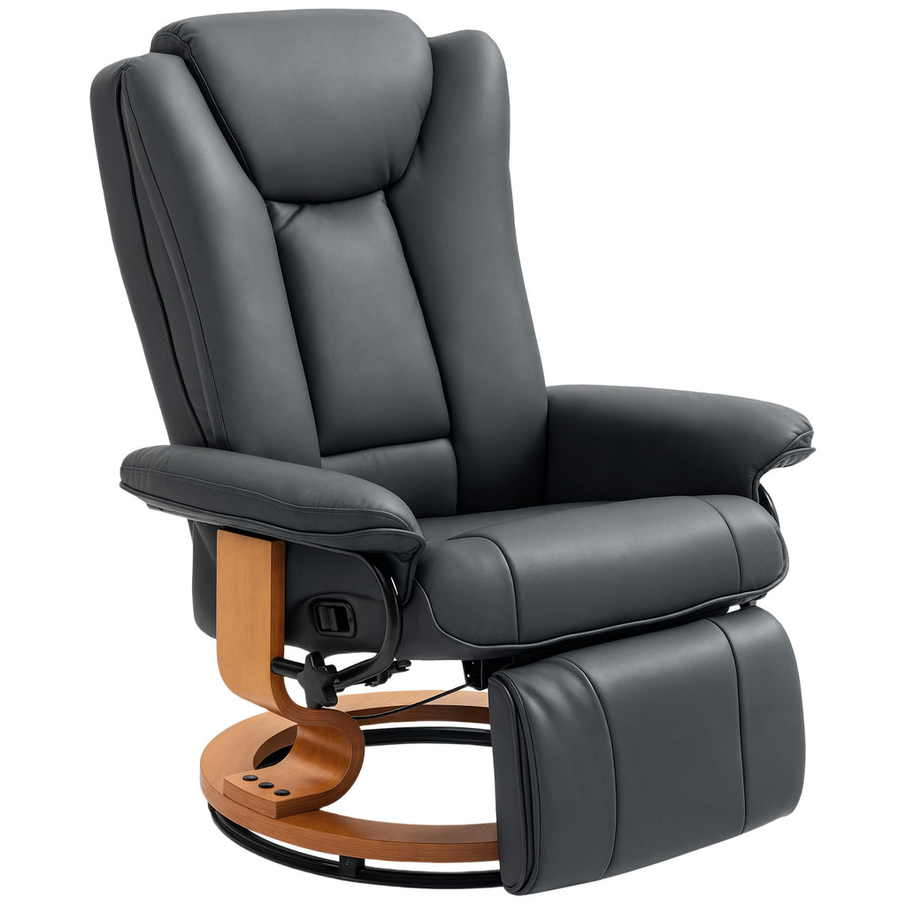 Relaxsessel mit Liegefunktion, drehbar, bis 150 kg, Kunstlederbezug, Stahlrahmen, Dunkelgrau