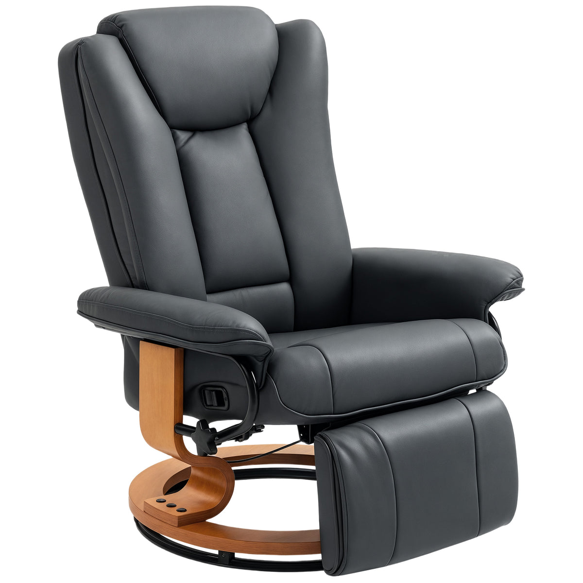 Relaxsessel mit Liegefunktion, drehbar, bis 150 kg, Kunstlederbezug, Stahlrahmen, Dunkelgrau