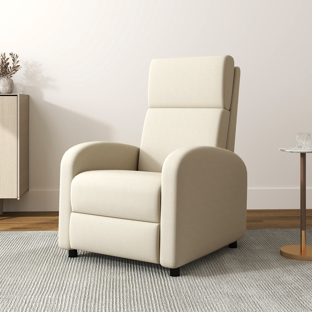Relaxsessel Fernsehsessel, ausklappbare Fu?st¨¹tze, neigbar bis zu 160¡ã, 64 x 86 x 102 cm, Creme