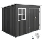 Metallschuppen zur Aufbewahrung von Gartengeräten, mit Fenster, breite Tür, 260 x 177 x 190 cm, Dunkelgrau