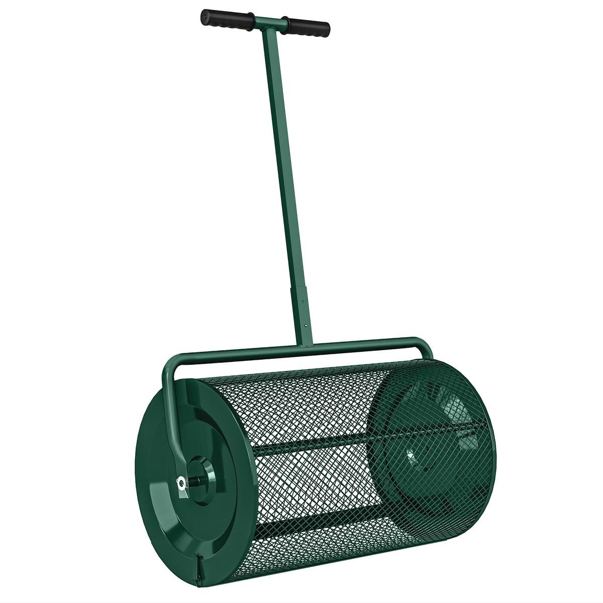 Kompoststreuer 75L 61x40cm Düngerstreuer Rasen Garten mit T-Griff Mesh-Korb Metall Grün