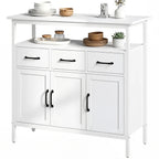 Sideboard mit verstellbaren Einlegeböden, Buffet-Schrank mit 3 Schubladen, 3 Türen , 95 cm, Weiß